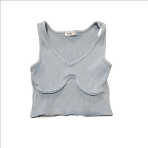 Women's Junie Light Blue Ribbed Bustier Tank Top Juniors XS/S